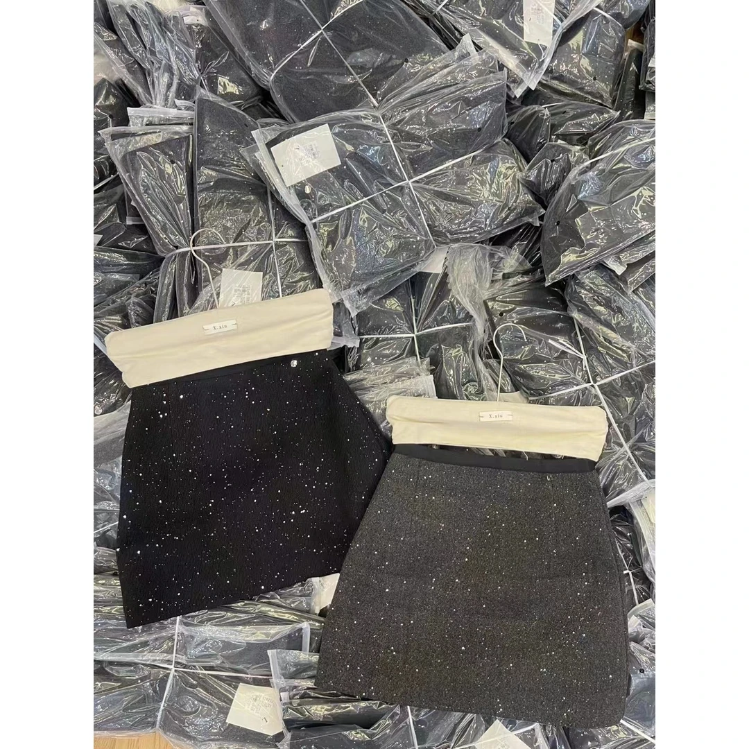 【花花定制】韩系高级感精致闪闪A字显瘦包臀半身裙8093