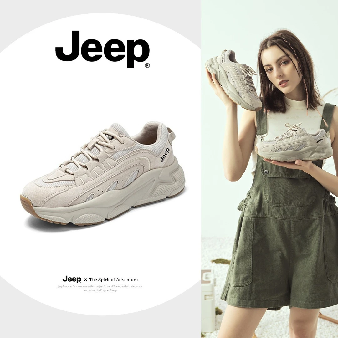 JEEP/吉普老爹鞋增高显脚小2024秋款轻便跑步运动鞋女ins百搭潮GW