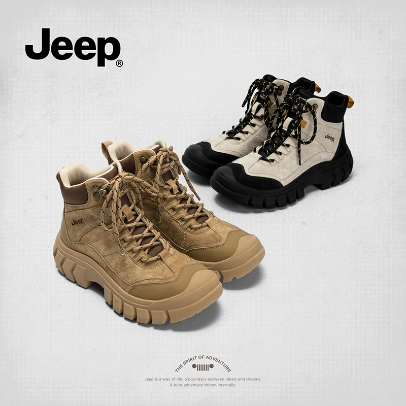 JEEP吉普2024冬短筒马丁靴圆头户外保简约厚底休闲鞋秋季旅游鞋女