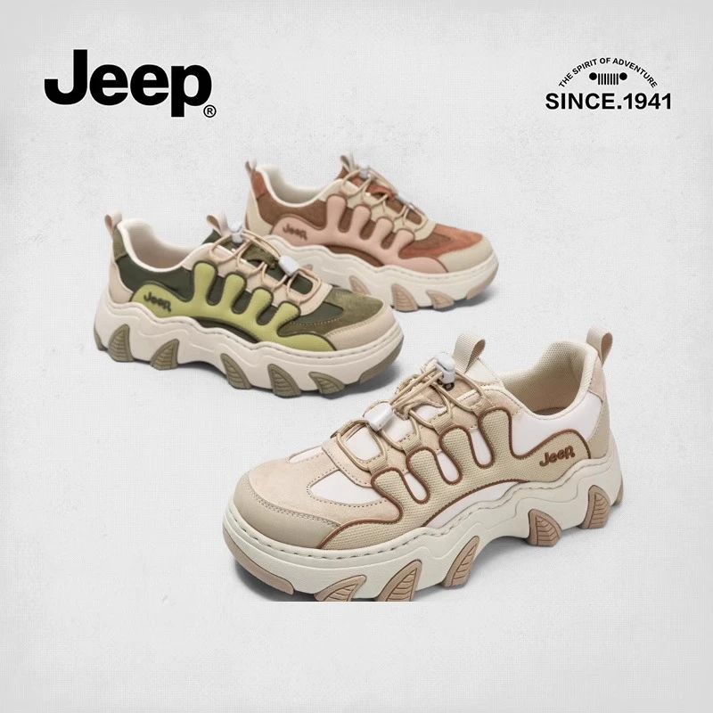 JEEP/吉普厚底面包鞋2024新款休闲鞋小众设计重工炸街时尚老爹鞋