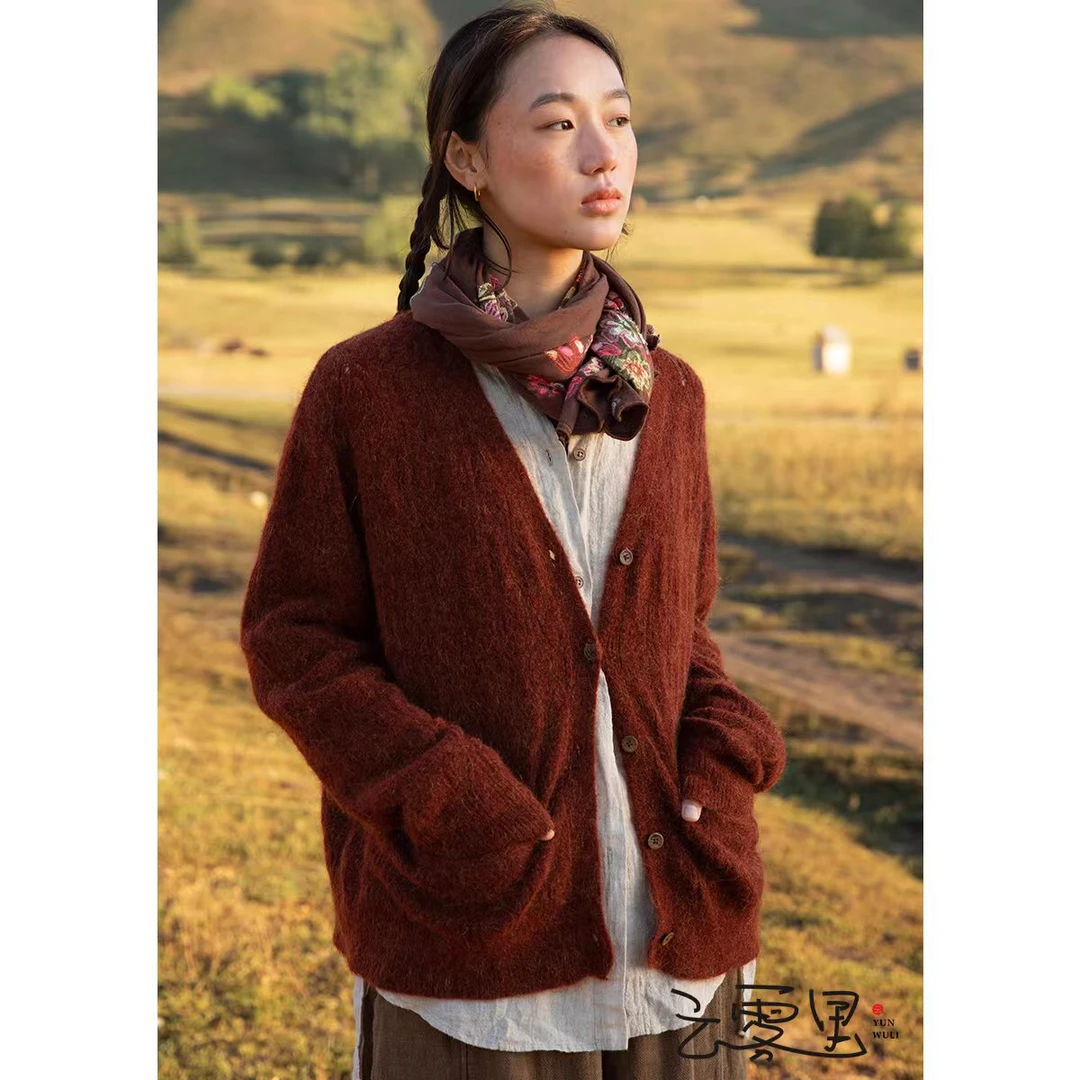 云雾里 原创设计3208复古文艺温柔浪漫针织开衫