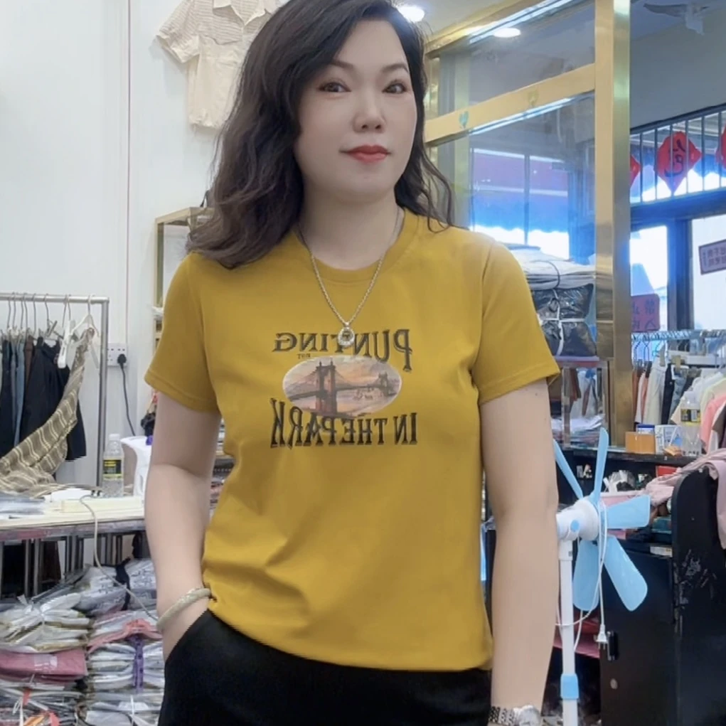 （芬芬家）新款时尚休闲百搭显瘦圆领T恤5549