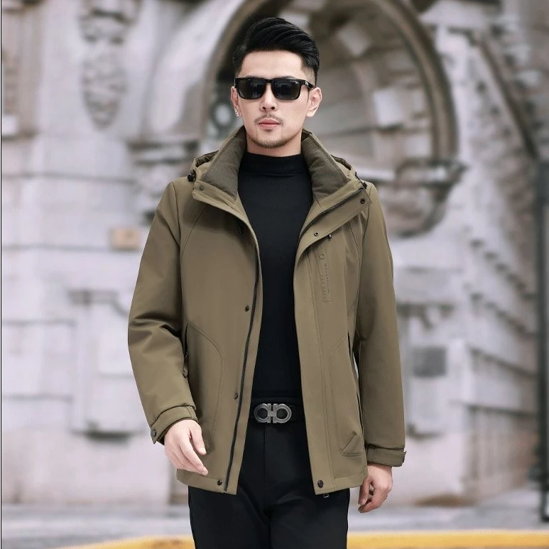 新款男士青根貂毛皮内胆皮草派克服皮毛一体冬加厚保暖潮外套