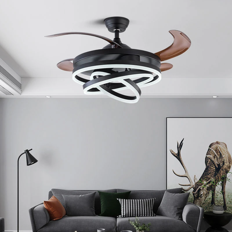 智能隐形风扇灯吊扇灯客厅餐厅卧室吸顶吊扇带电风扇吊灯家用变频