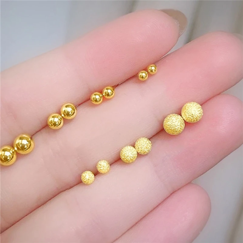 钛钢耳饰 金色耳钉女金豆豆圆珠光面磨砂耳骨简约百搭养耳洞迷你