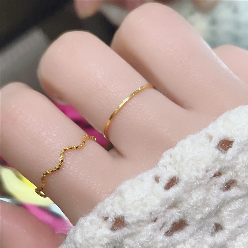 钛钢戒指 轻奢金色戒指女简约个性时尚百搭指环不掉色气质小众ins