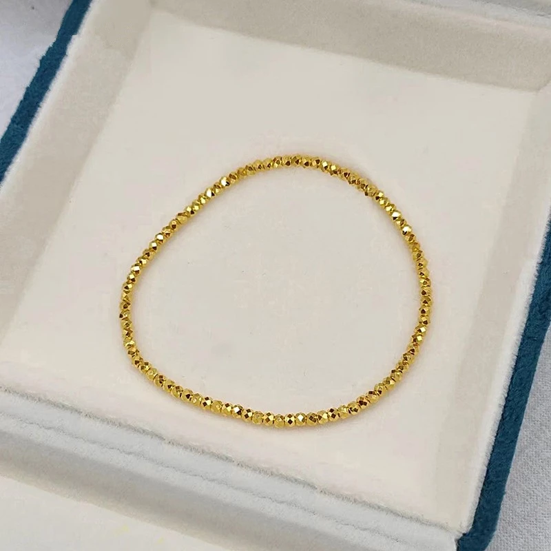 钛钢手链 钛钢蹦迪珠轻奢高级感手链女超闪小金珠碎金子手环配饰