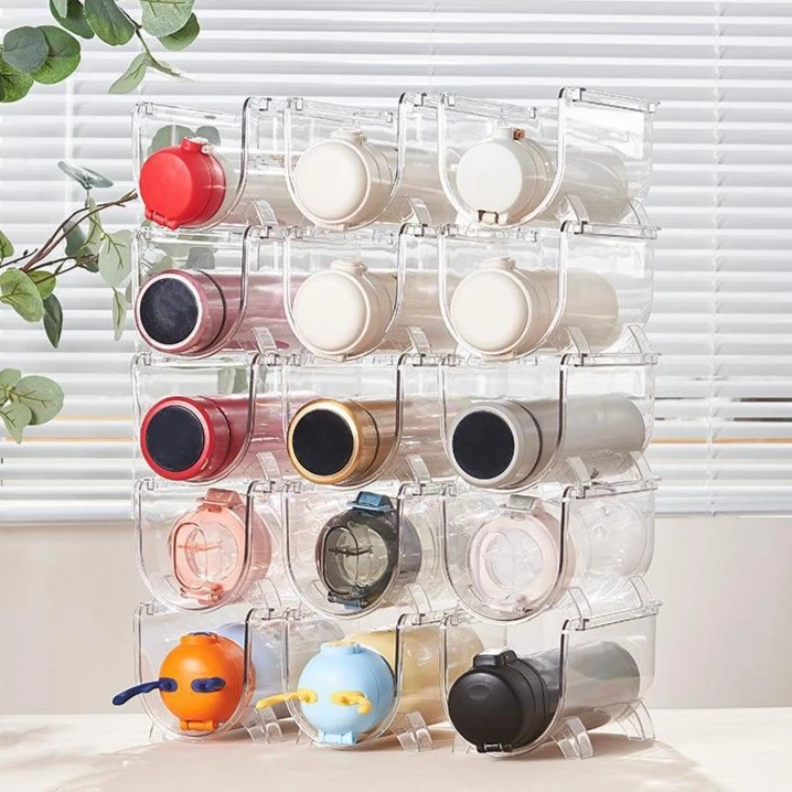 纳川水杯保温杯收纳架多层透明整理叠加杯架放杯子家用杯架