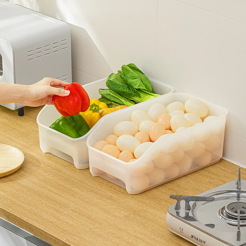 收纳好物家用日式长方形抽屉式无盖家用冰箱收纳盒敞口鸡蛋收纳盒