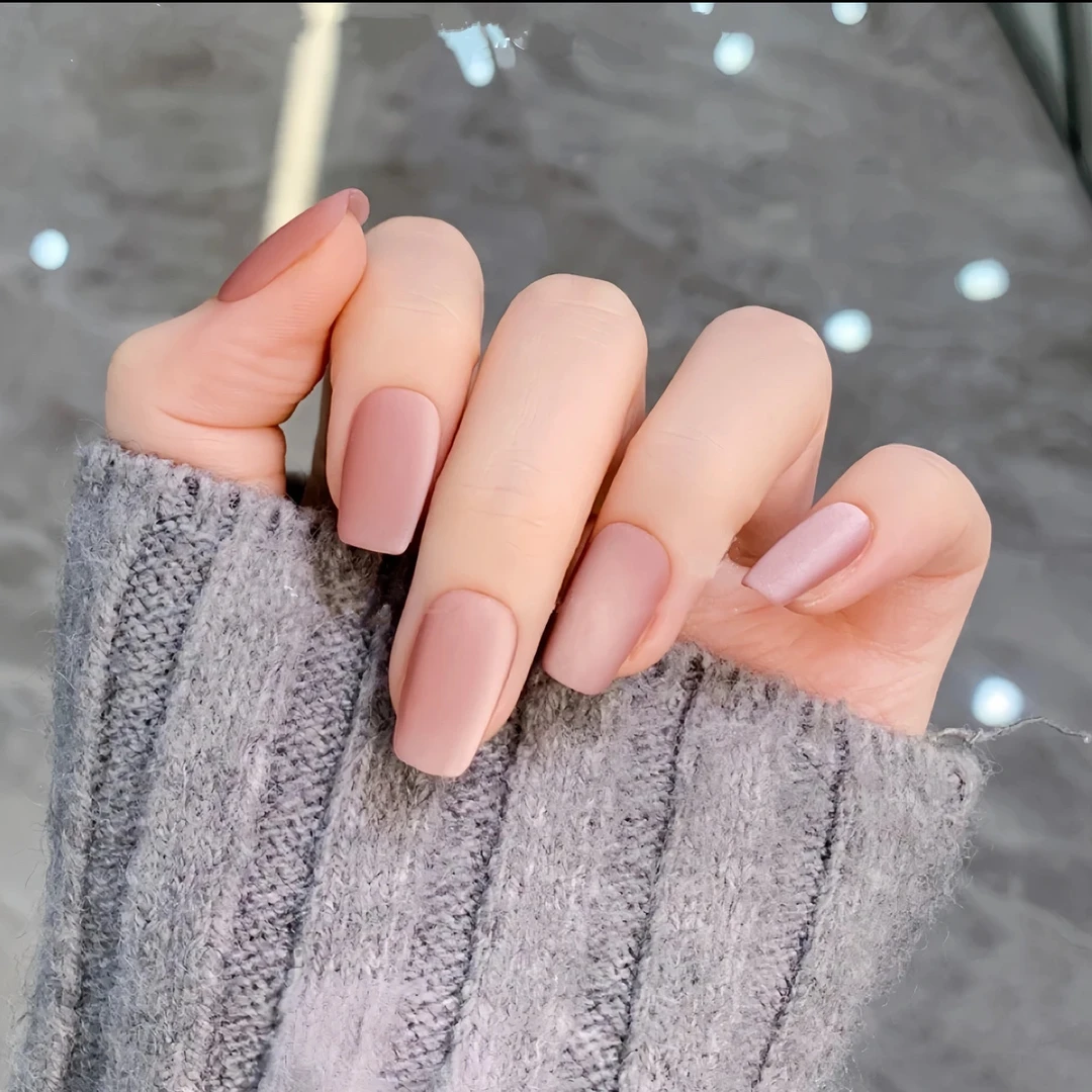 【丝绒红豆沙】纯手工光疗穿戴甲丝绒豆沙粉色猫眼宽光美甲可拆卸款