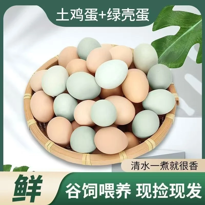 【小杨妹A】新鲜土鸡蛋 粉壳鸡蛋30枚+10枚绿壳鸡蛋 共40枚破损包赔