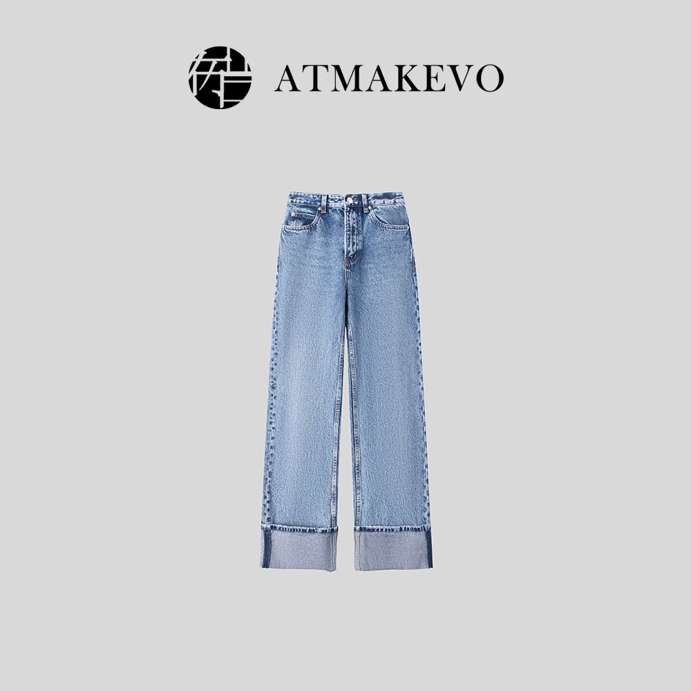 吕小布 | 美式复古百搭高腰阔腿显瘦显高直筒牛仔裤0096