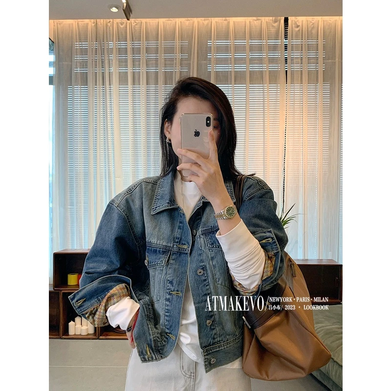 吕小布定制私服~复古牛仔夹克短款秋季炸街感上衣外套