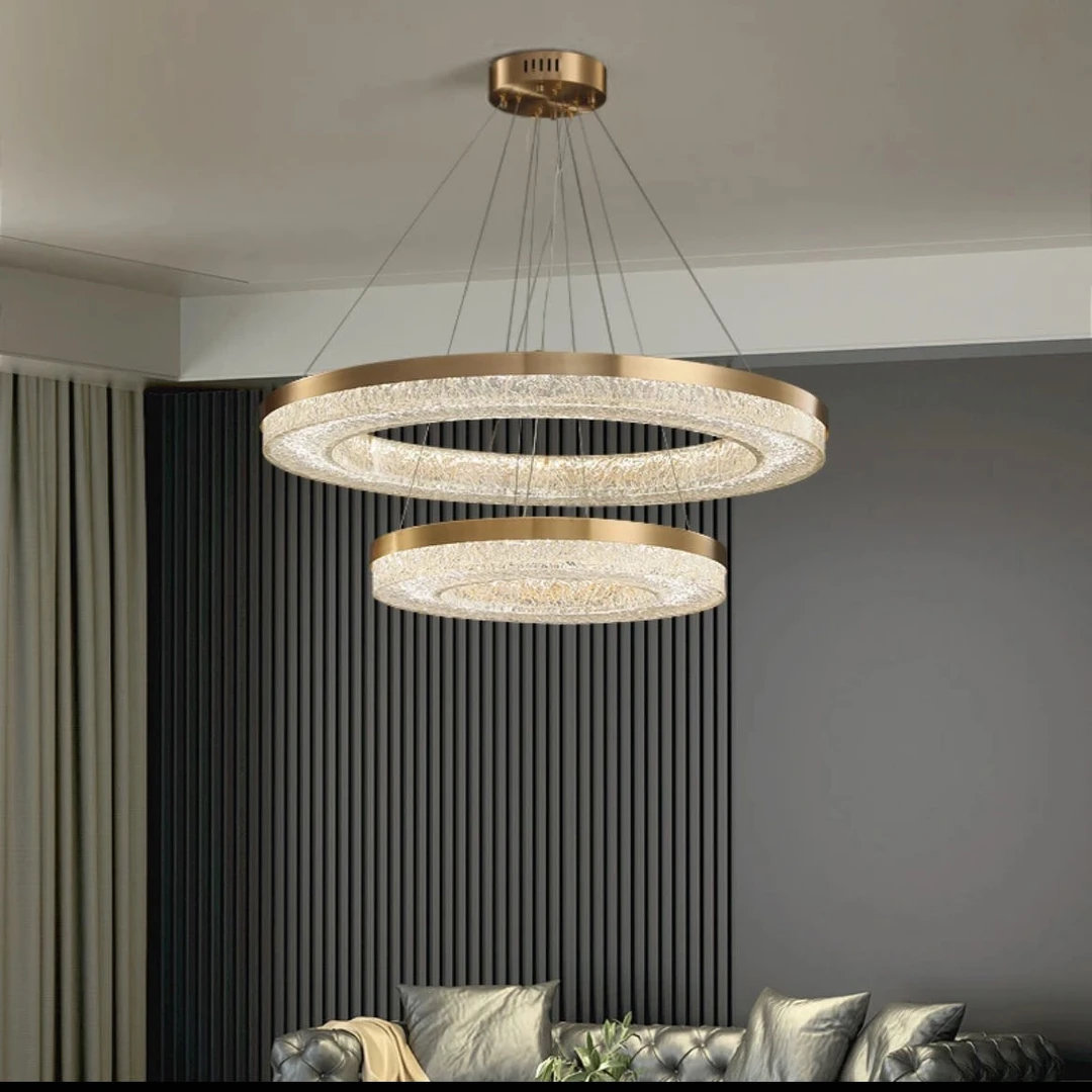全铜智能环形客厅吊灯餐厅卧室书房吸吊灯密封可调节中山灯具