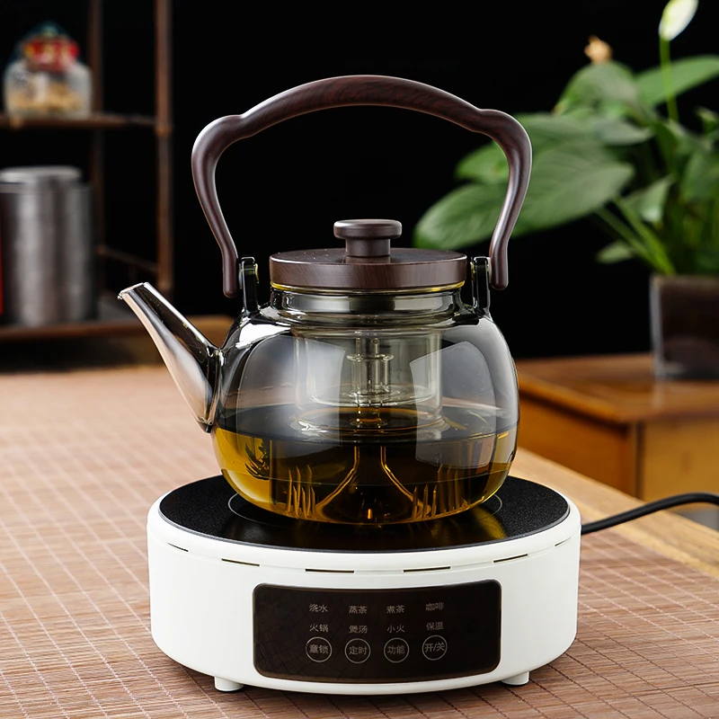横硕电陶炉大功率玻璃茶具煮茶器蒸茶煮茶耐高温玻璃壶家用烧水