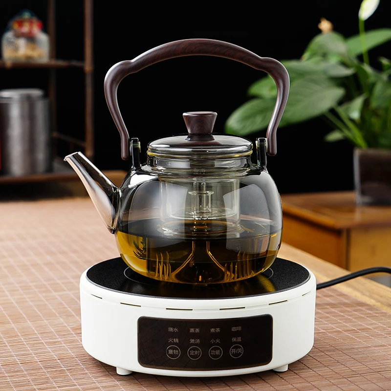 横硕电陶炉海棠四代壶电陶炉煮茶器四代茶壶玻璃茶具套装蒸煮茶
