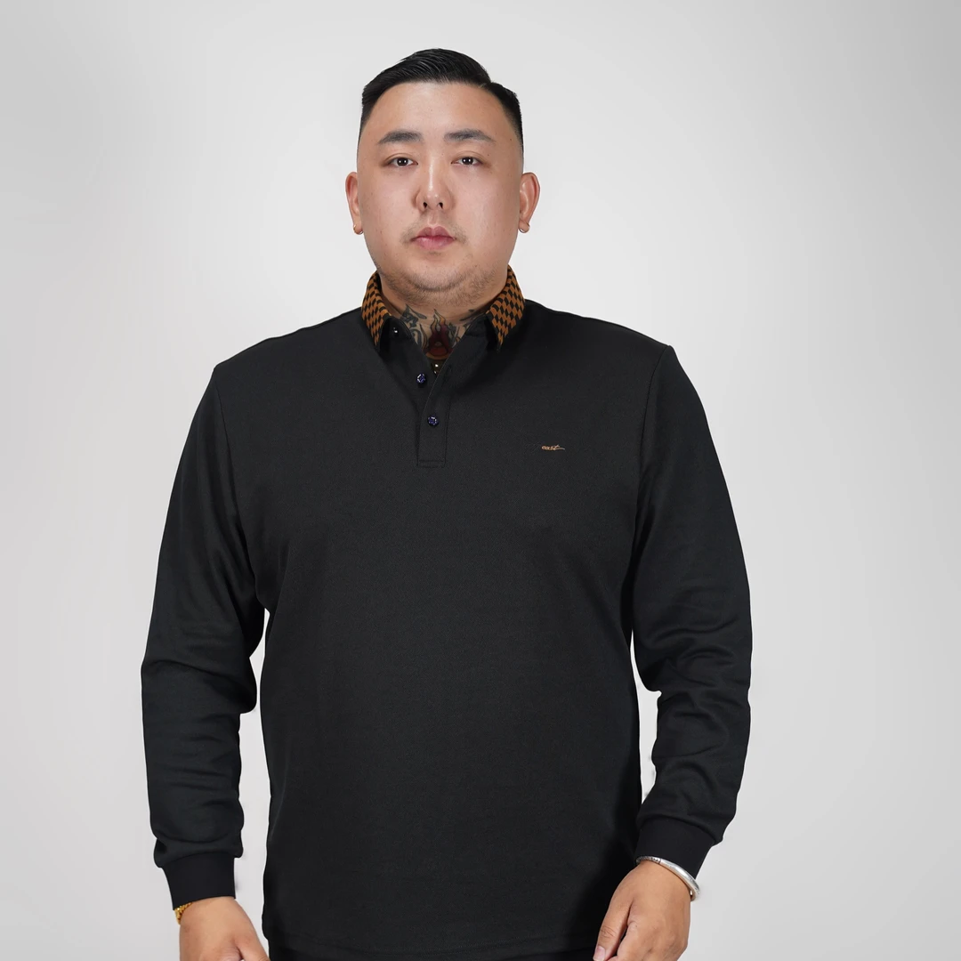 北东老舅百搭品质大码男装春秋款套头长袖男士休闲Polo衫-75608