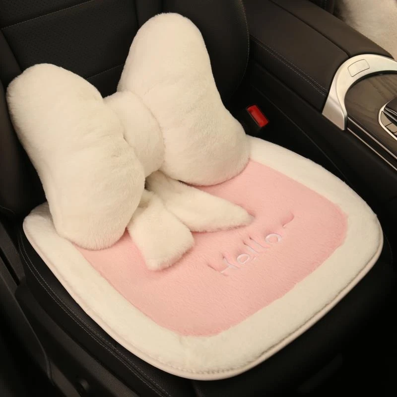 兔子毛绒汽车坐垫车内座套高级感女冬季厚款座椅套秋冬天单片后排