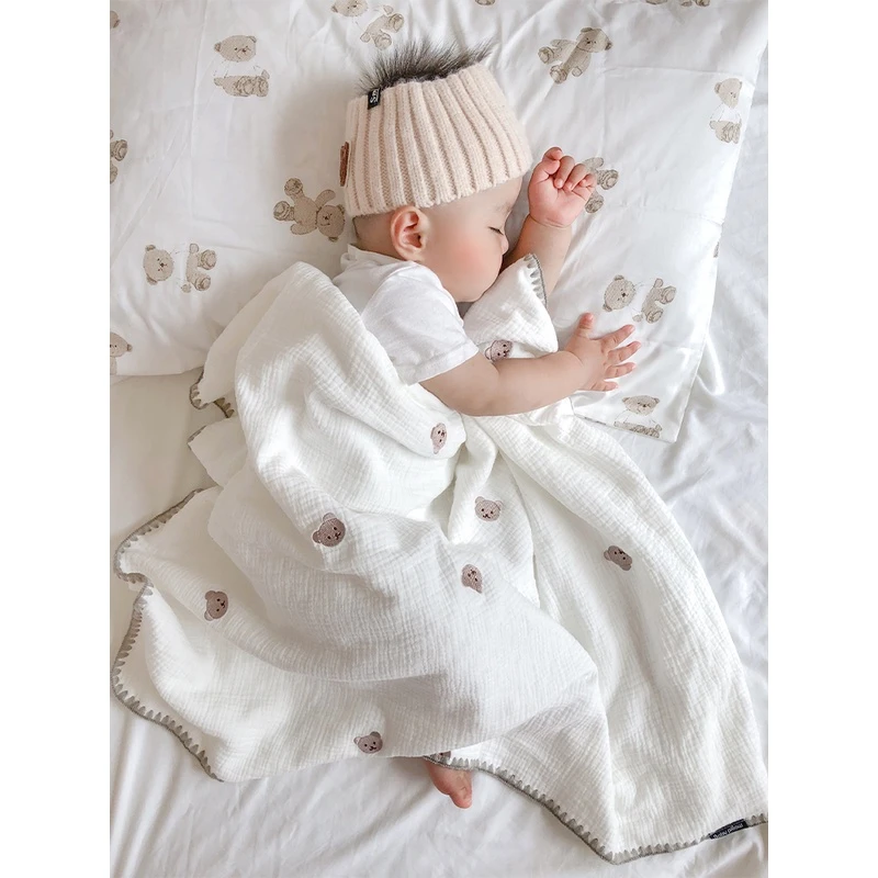 豆豆毯婴儿夏季纯棉纱布盖毯宝宝毛毯幼儿园儿童被子夏凉被午睡毯