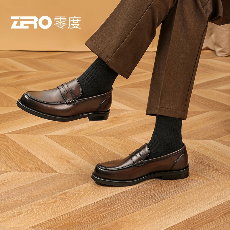 【雅士系列】零度正装皮鞋男士商务休闲鞋秋季时尚套脚一脚蹬乐福鞋