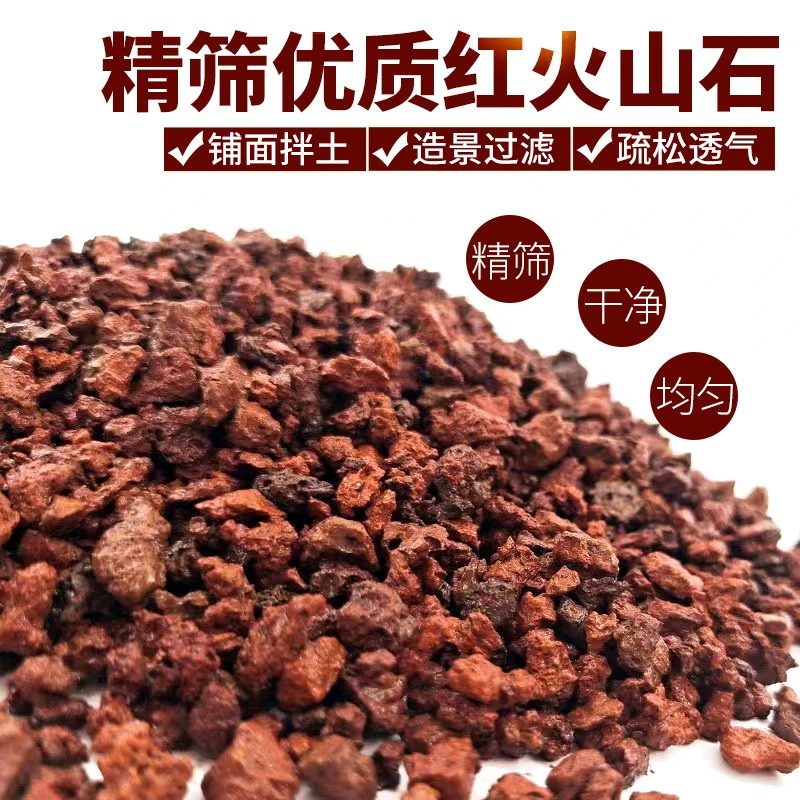 兰花火山岩颗粒专用垫底铺面过滤石多肉火山石石头天然红拌土鱼缸