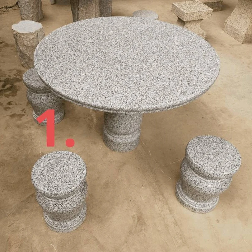 大理石石桌石凳户外庭院摆件圆桌