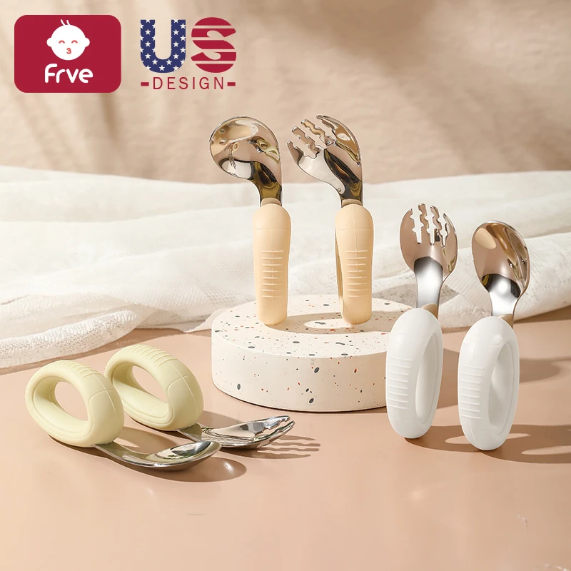 勺子婴幼儿1-3岁宝宝勺子自主进食吃饭训练勺不锈钢学吃饭训练勺