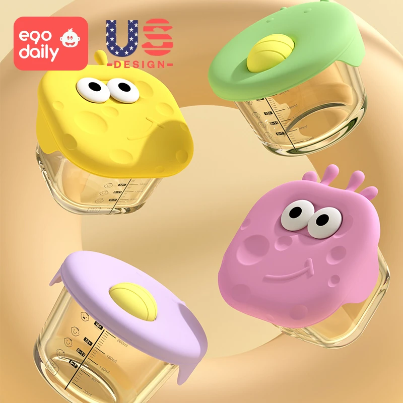 宝宝辅食盒玻璃蒸煮蛋羹碗保鲜辅食婴儿辅食碗冷藏储存大容量