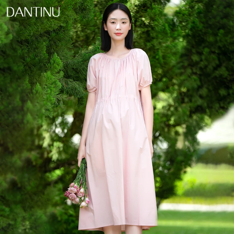 时尚温柔夏季外穿纯棉2023新款韩版大码短袖宽松中长款裙子夏装