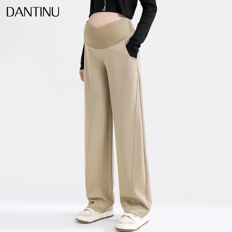 孕妇阔腿裤春夏2024新款交叉低腰直筒裤宽松显瘦大码垂感拖地秋冬
