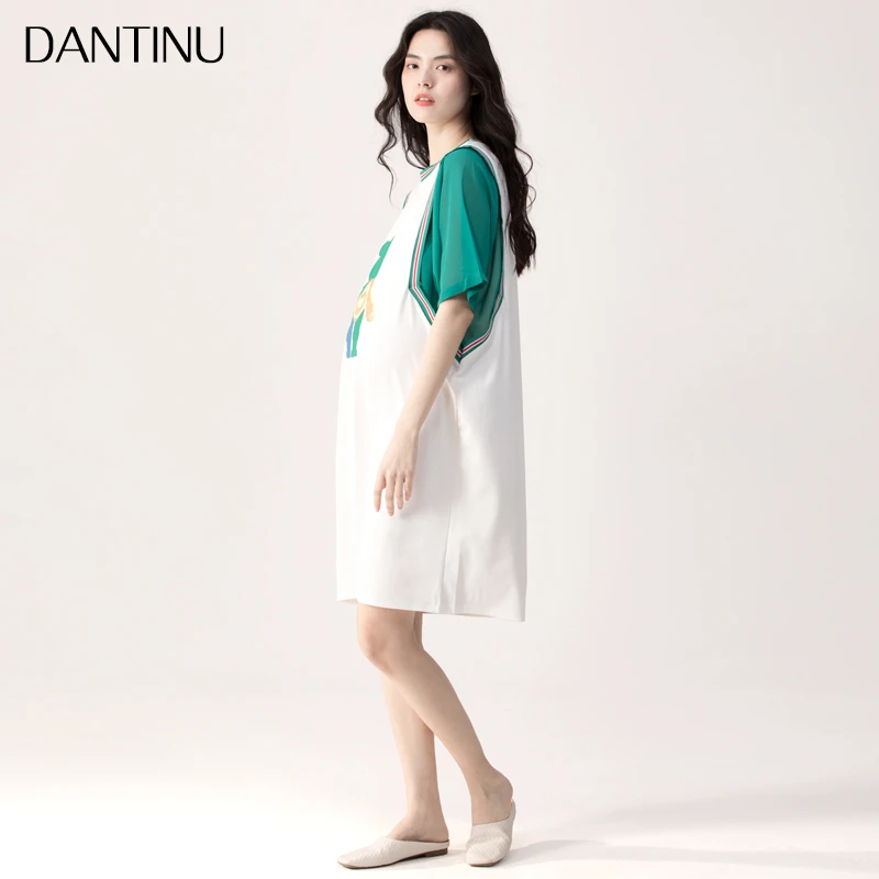 孕妇长裙休闲夏装新款运动风时尚款宽松出游夏季T恤裙子连衣裙女