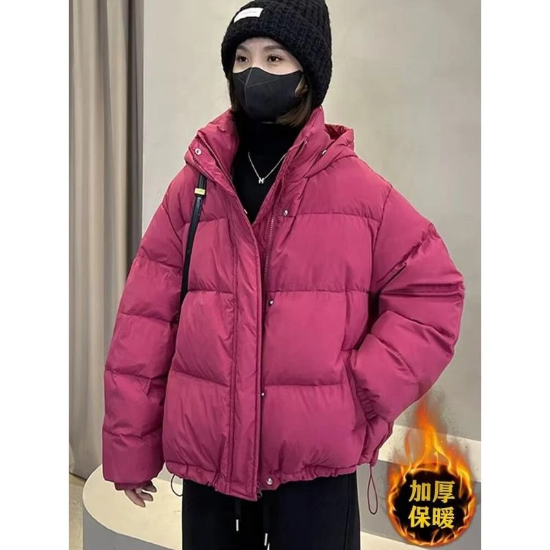 白鸭绒韩版连帽羽绒服女2023冬新款高级感气质保暖加厚短款外套潮