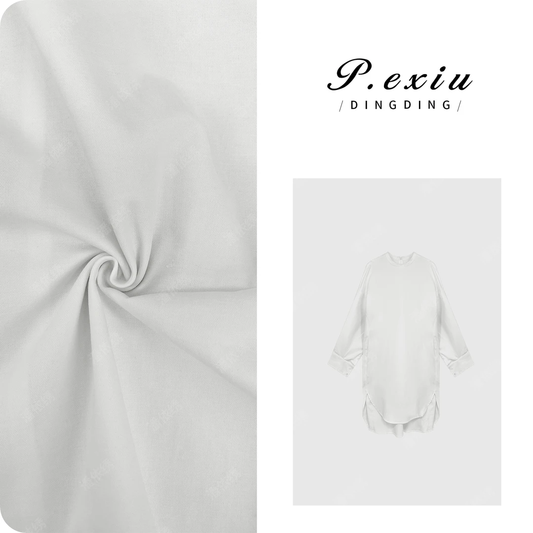 PanYiXiu/潘依绣极简风弧形下摆圆领长袖衬衫裙 7003T