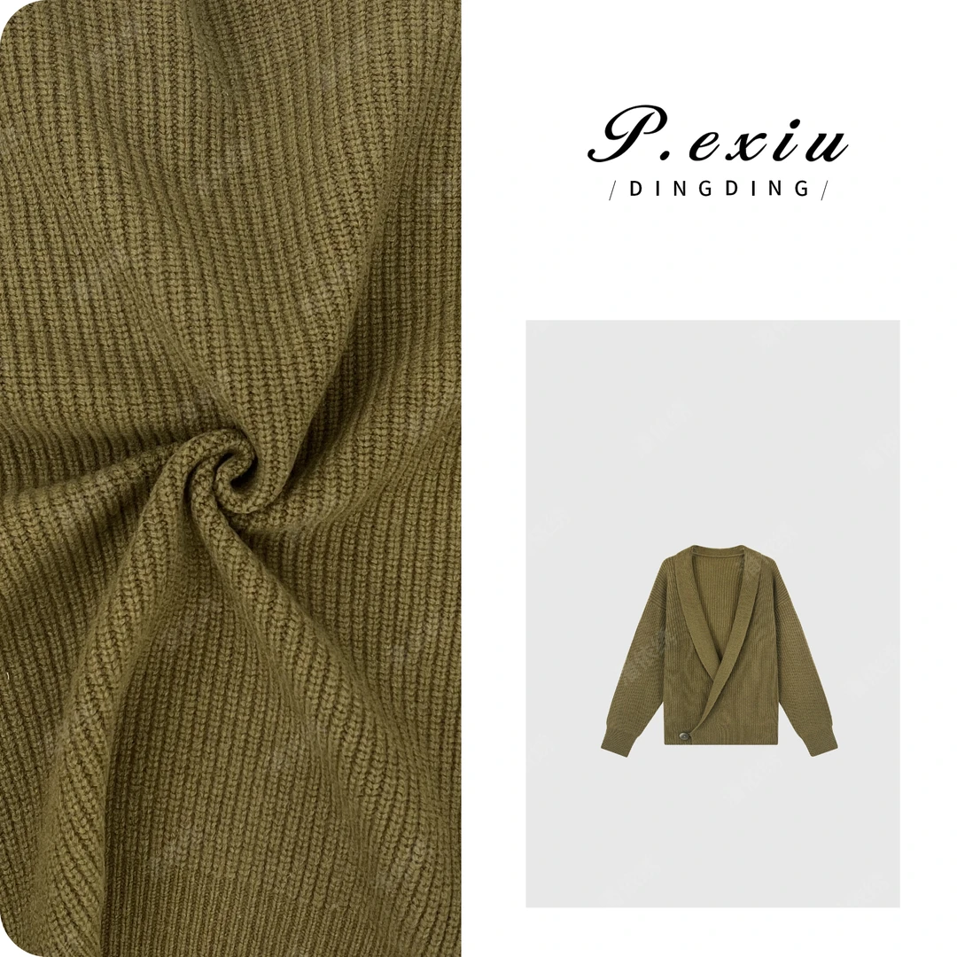 PanYiXiu/潘依绣100%羊毛重磅斜襟领慵懒风针织开衫 L2389
