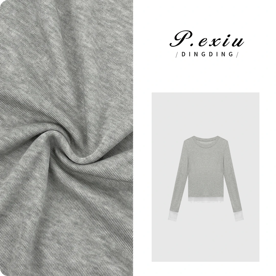 PanYiXiu/潘依绣【雨天咖啡馆】格雷系极简风拼接袖上衣 W-61926