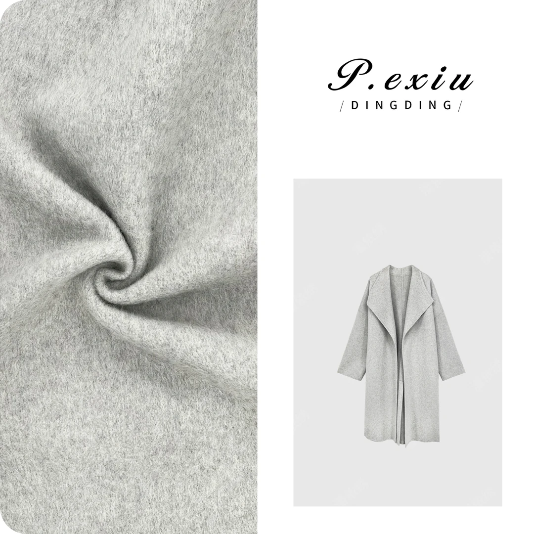 绵羊毛格雷系大翻领气质高级感毛呢大衣 ZX24066