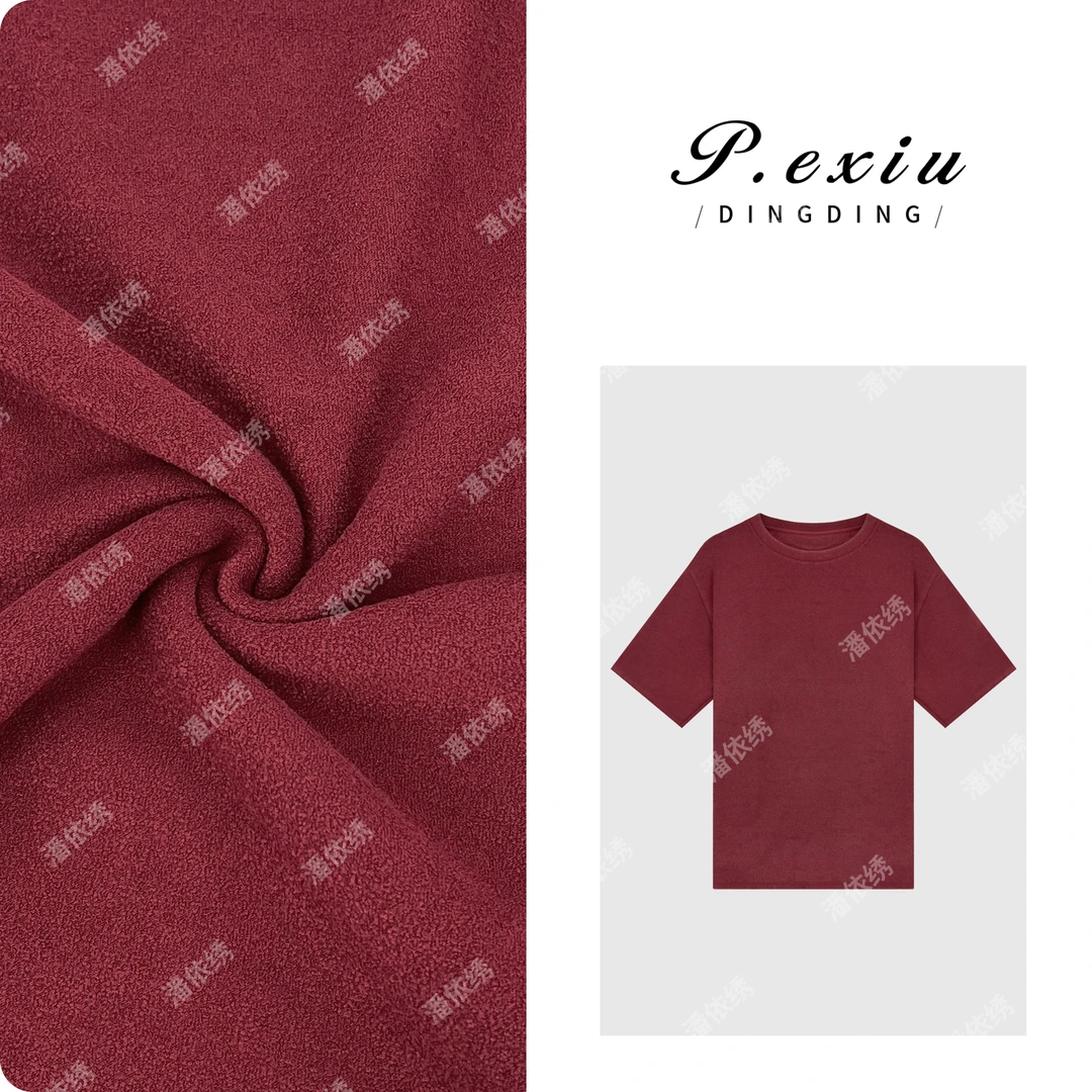 PanYiXiu/潘依绣肌理感加厚磨绒舒适百搭秋冬短袖T恤 W-62609