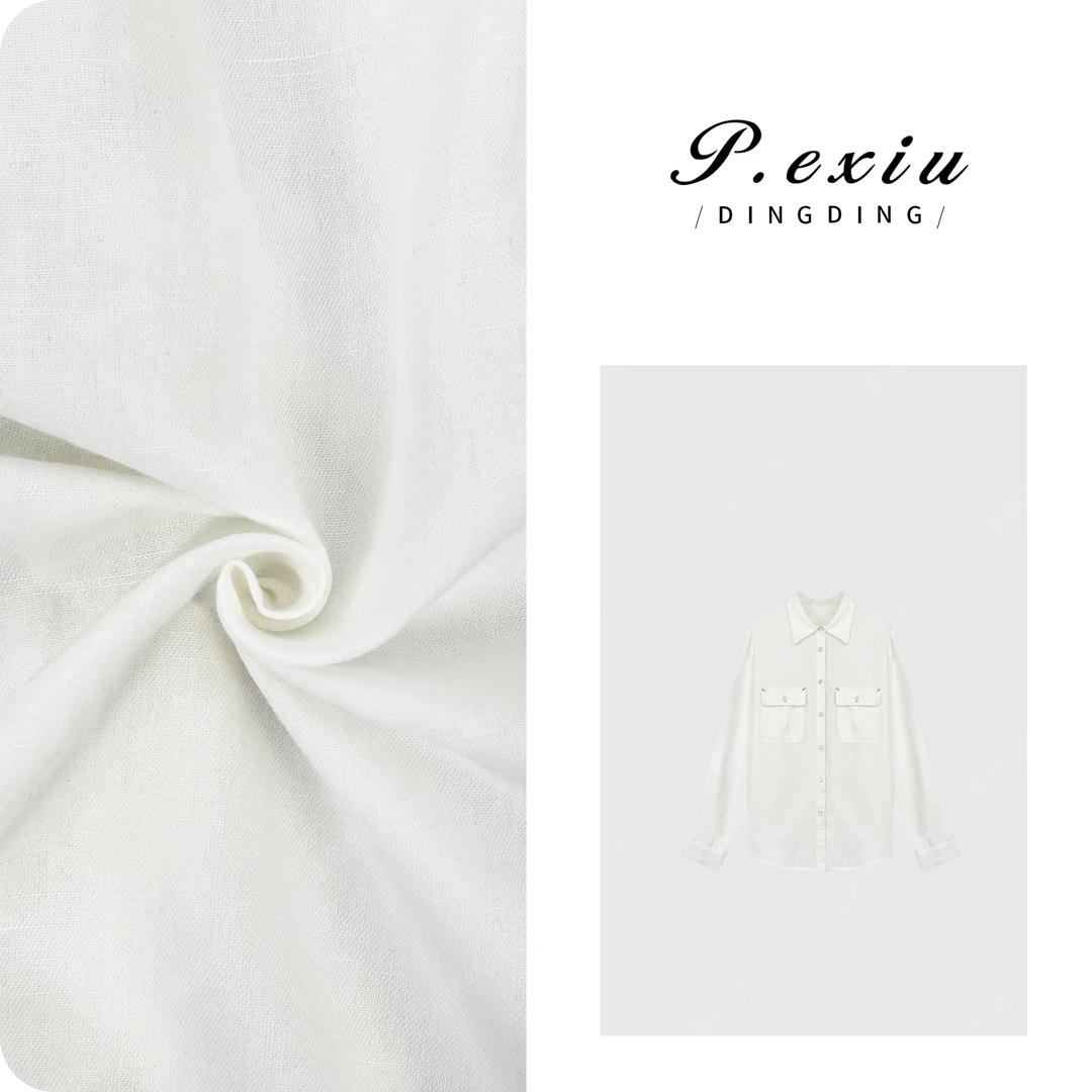 PanYiXiu/潘依绣天丝亚麻工装口袋气质百搭长袖衬衫 7010T