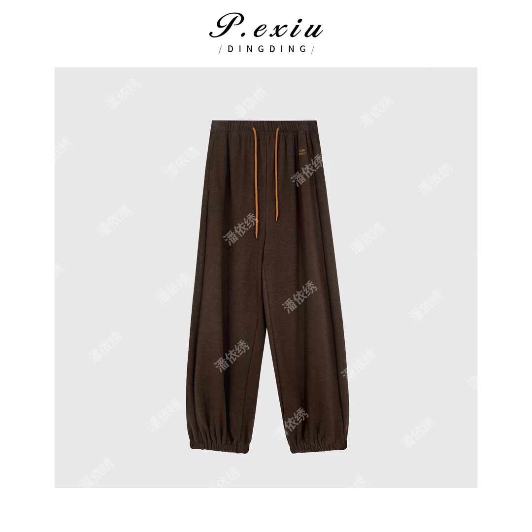 美拉德咖抽绳束脚运动裤 Q67052