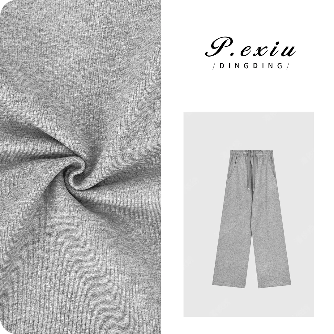 PanYiXiu/潘依绣【极简定义】重磅100%棉夹花灰垂感休闲裤 7029-2T