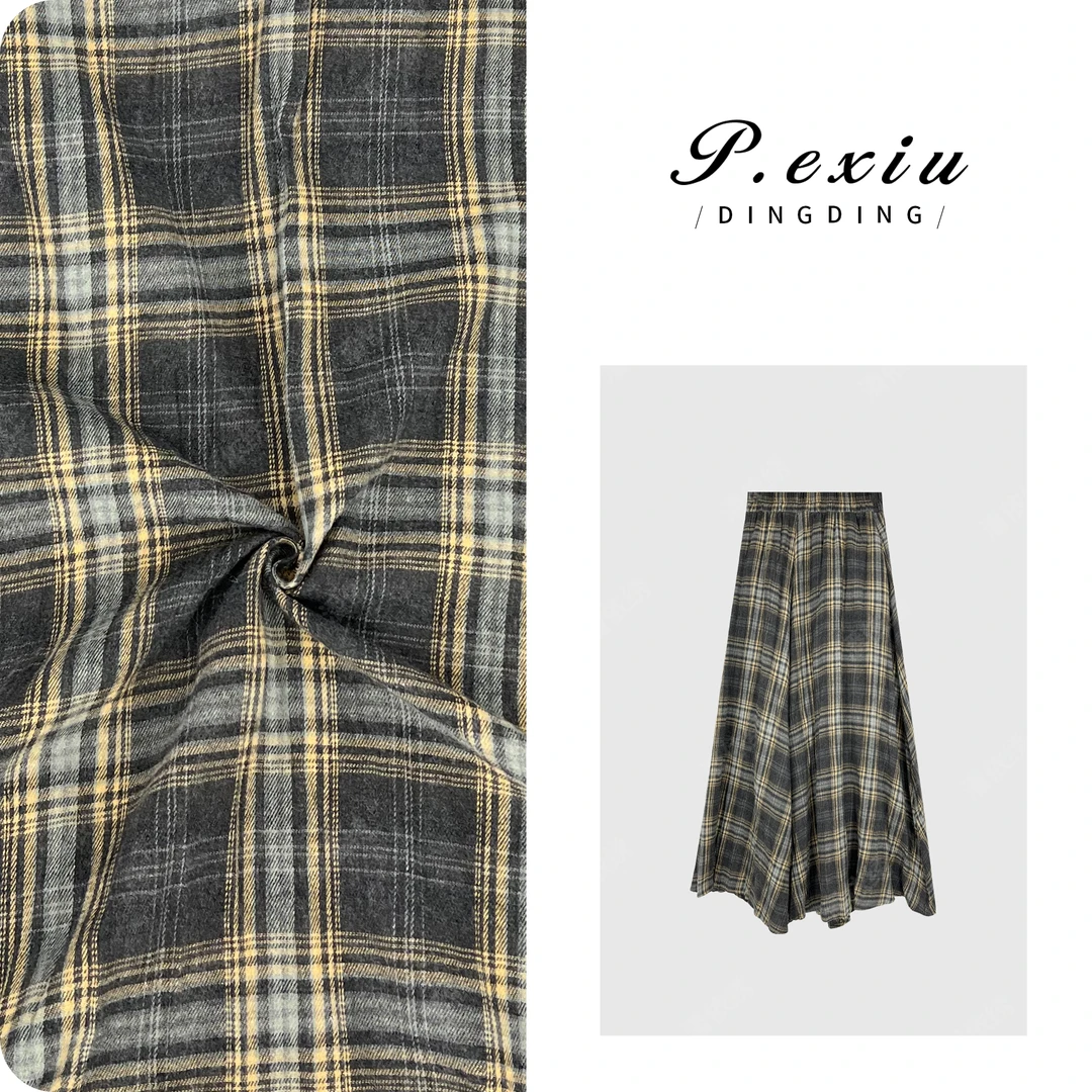 PanYiXiu/潘依绣学院风绒面不规则格纹设计感半身裙 WH00272