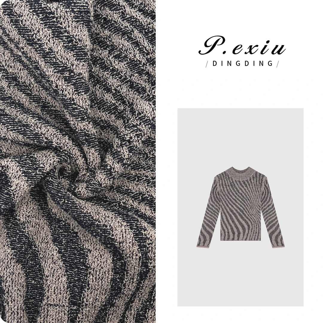 PanYiXiu/潘依绣斜线视觉条纹慵懒风圆领针织上衣 ZZ0581