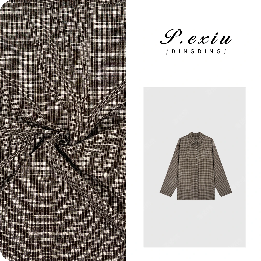 PanYiXiu/潘依绣港风细格子松弛感复古时髦长袖衬衫 W-62492