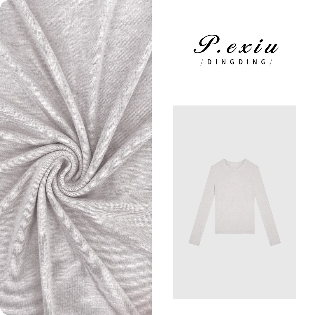 PanYiXiu/潘依绣天丝温柔风圆领百搭简约长袖T恤 HHD0232