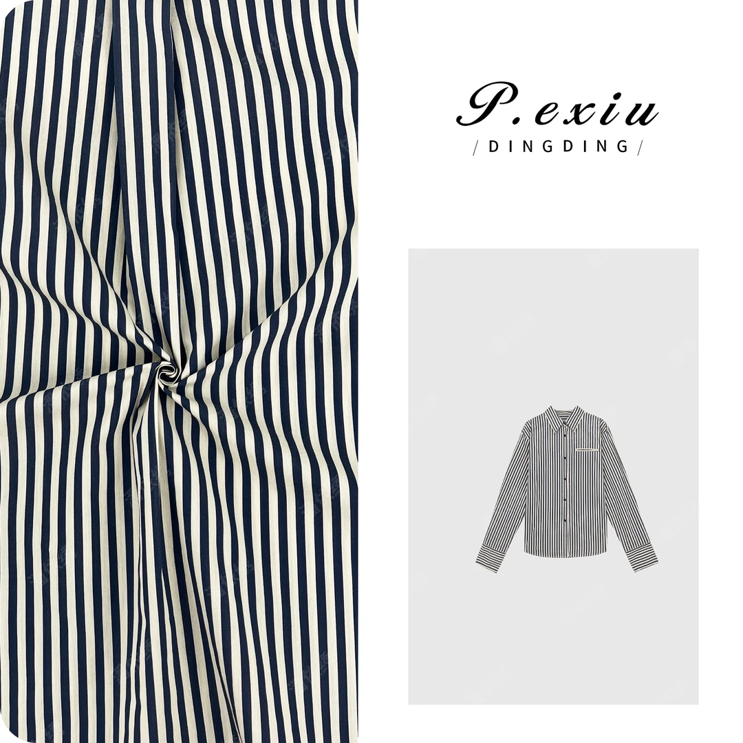 竖条纹复古港风时髦通勤长袖衬衫 WH00230