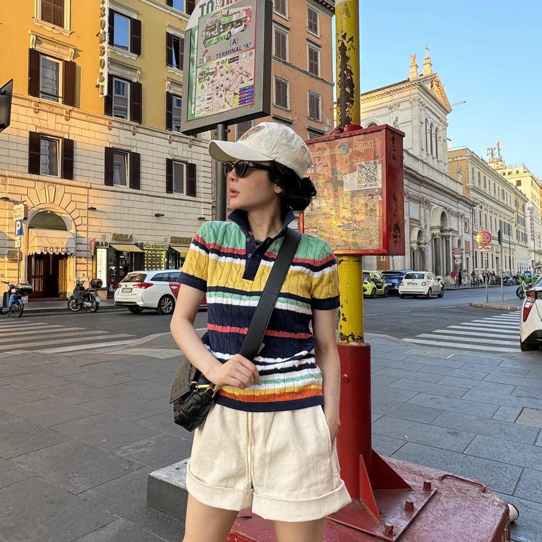 PanYiXiu/潘依绣100%棉经典款绞花编结设计Polo领针织衫 Z0310