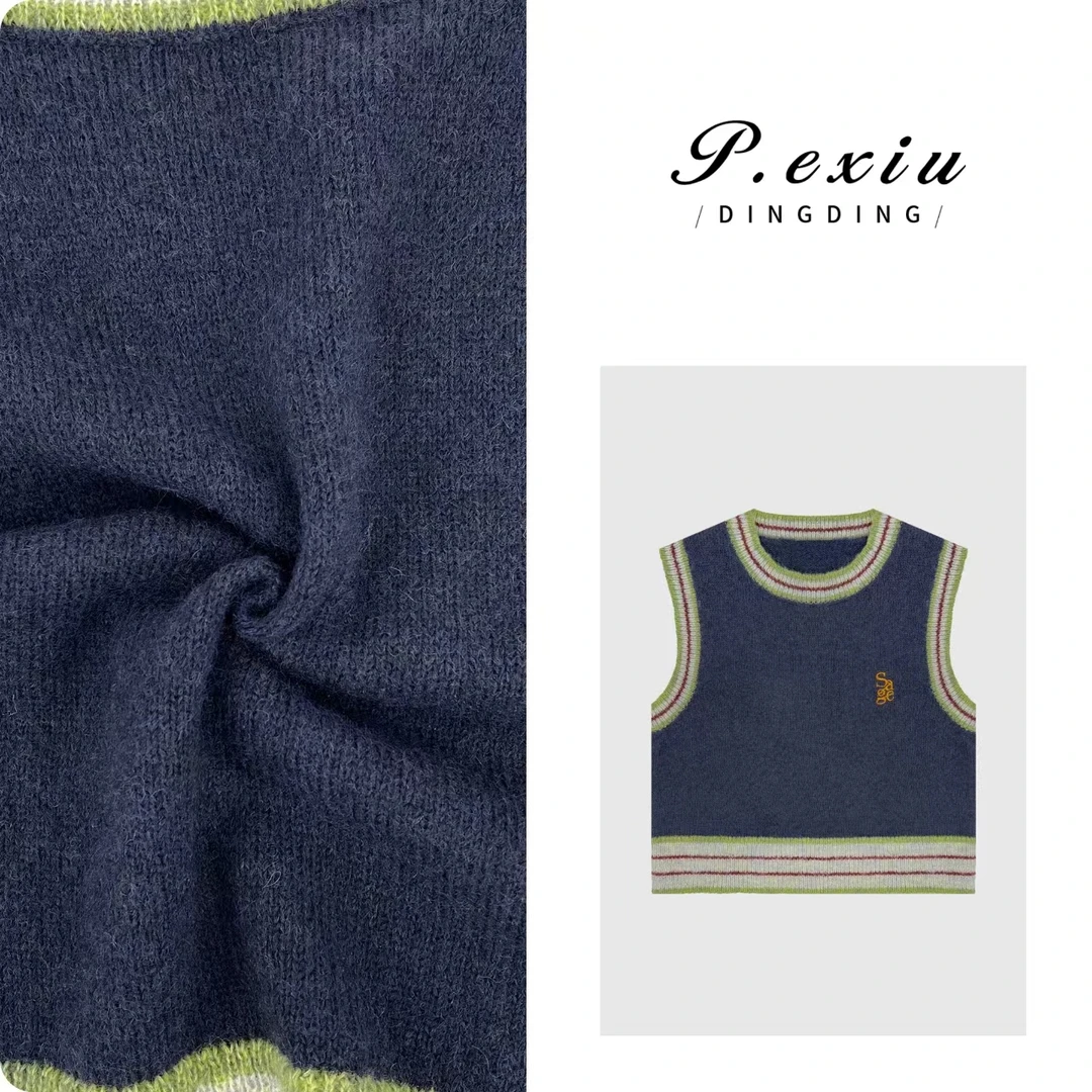 PanYiXiu/潘依绣羊-毛撞色韩系小清新无袖针织马甲 ZZ0632