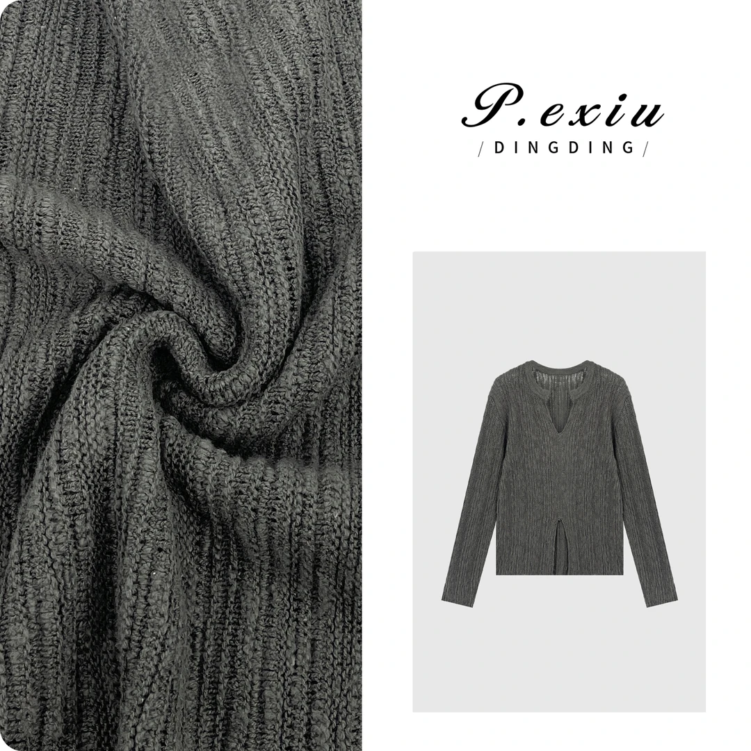 PanYiXiu/潘依绣法式慵懒风高级感气质V领针织上衣 L2361