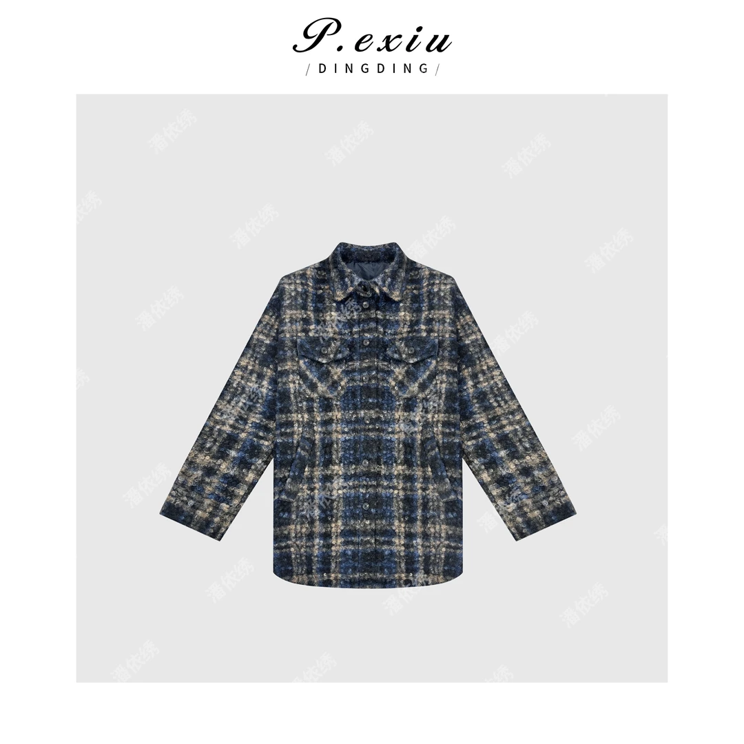 小众复古圈圈毛呢加厚夹棉长袖外套 66293