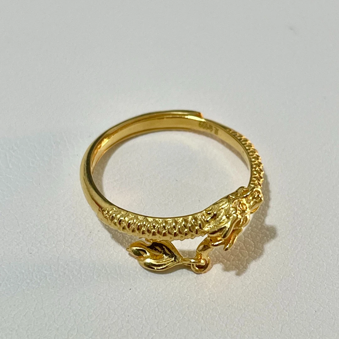 泽诚珠宝5G足金999轻奢精致可调节神龙摆尾戒指